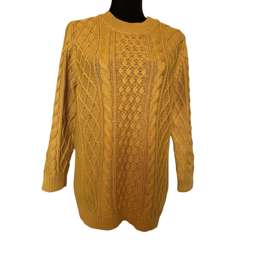 NWT Talbots Golden Butterscotch Yellow Cable Knit Sweater Size Large